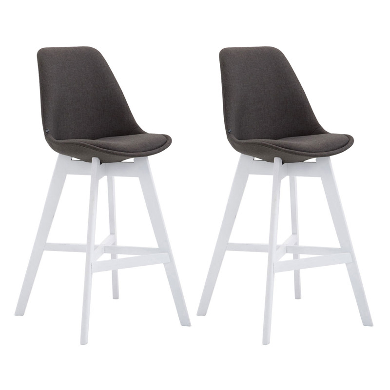 Set 2x Taburete Cannes en Tela Gris oscuro,Blanco