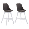 Set 2x Taburete Cannes en Tela Gris oscuro,Blanco