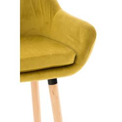 Taburete Grant Tapizado En Terciopelo Amarillo