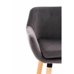 Taburete Grant Tapizado En Terciopelo Gris