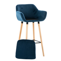Taburete Grant Tapizado En Terciopelo Azul