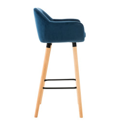 Taburete Grant Tapizado En Terciopelo Azul
