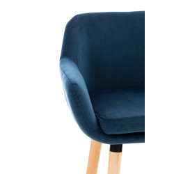 Taburete Grant Tapizado En Terciopelo Azul