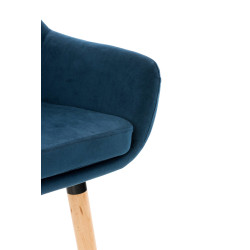 Taburete Grant Tapizado En Terciopelo Azul