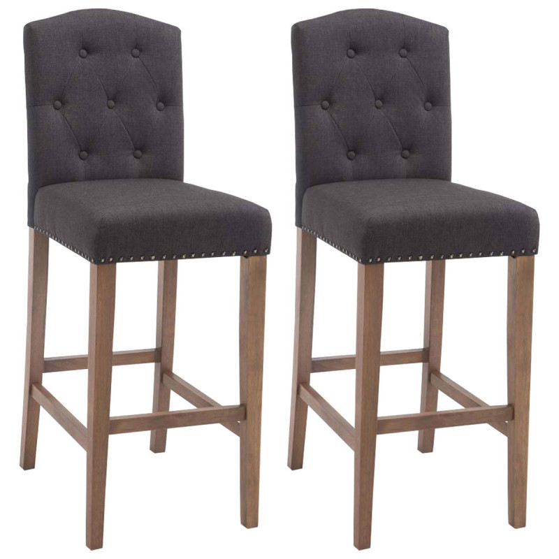 Set 2x Taburetes de Bar Louise en Tela Gris oscuro,Antiguo claro