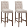 Set 2x Taburetes de Bar Louise en Tela Crema,Antiguo claro