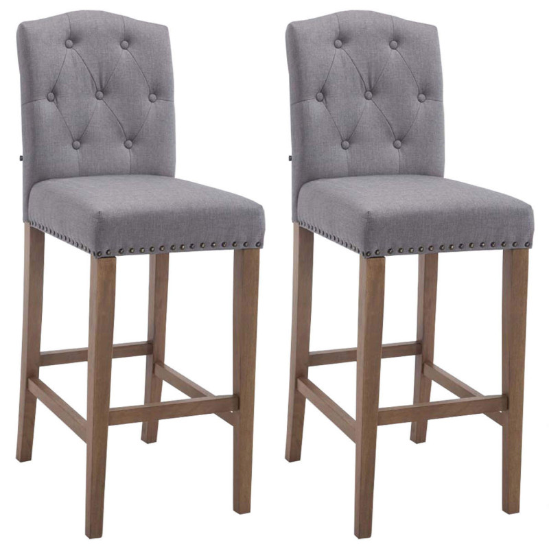 Set 2x Taburetes de Bar Louise en Tela Gris claro,Antiguo claro