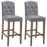 Set 2x Taburetes de Bar Louise en Tela Gris claro,Antiguo claro