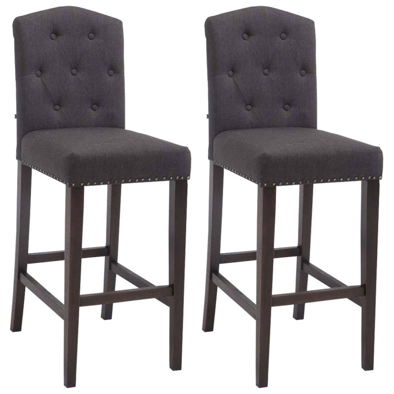 Set 2x Taburetes de Bar Louise en Tela Gris oscuro,Antiguo