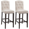 Set 2x Taburetes de Bar Louise en Tela Crema,Antiguo