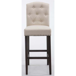 Set 2x Taburetes de Bar Louise en Tela Crema,Antiguo