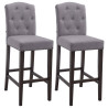 Set 2x Taburetes de Bar Louise en Tela Gris claro,Antiguo