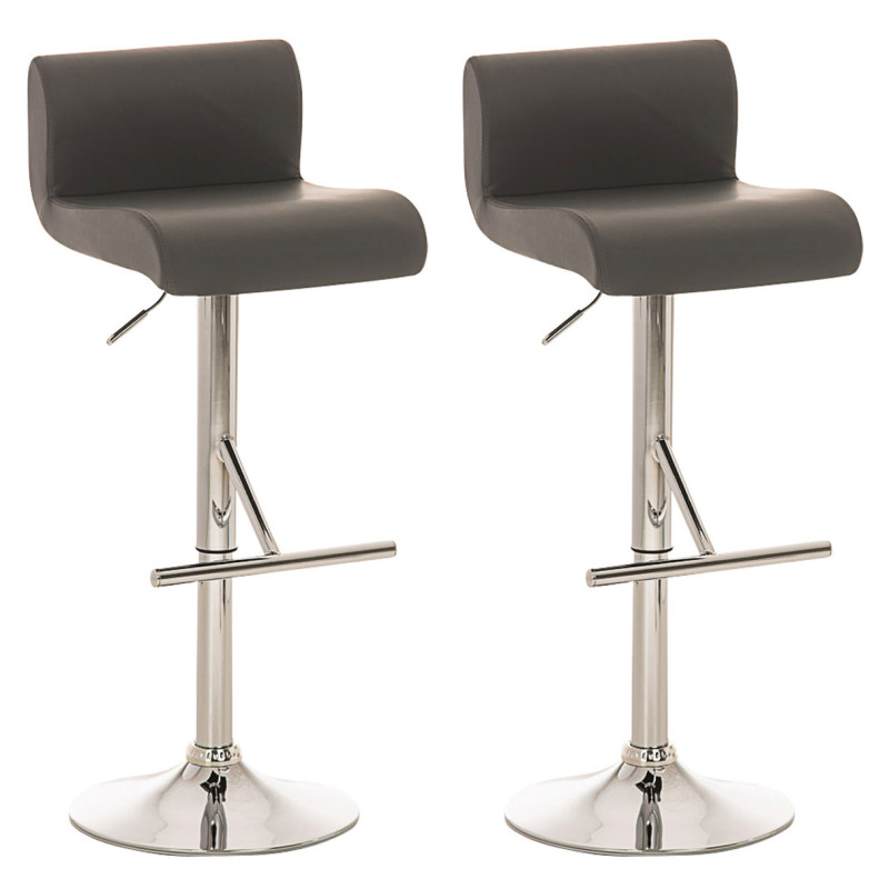Set 2 Taburetes California en Cuero PU Gris