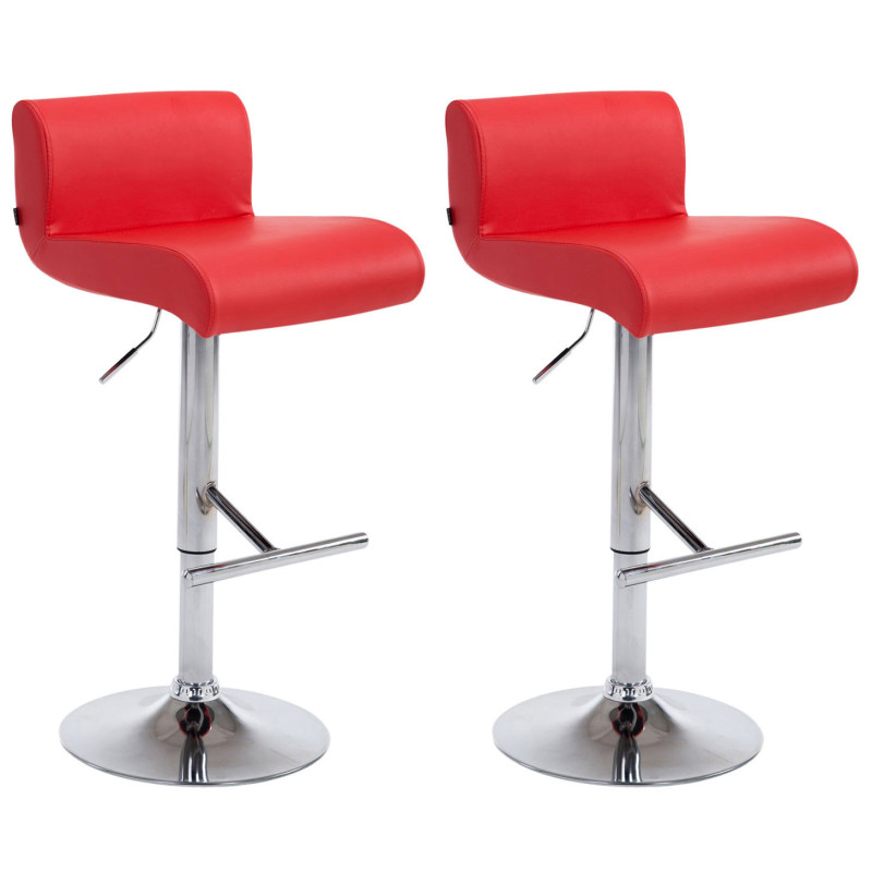Set 2 Taburetes California en Cuero PU Rojo