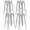 Set De 4 Taburetes Joshua Plateado