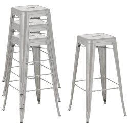 Set De 4 Taburetes Joshua Plateado