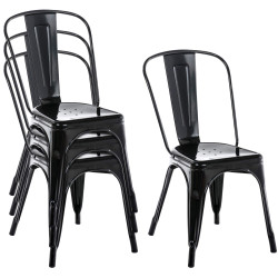 Set De 4 Sillas Apilables Benedikt Negro