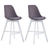 Set 2 Taburetes Cannes En Terciopelo Gris oscuro,Blanco