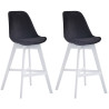 Set 2 Taburetes Cannes En Terciopelo Negro,Blanco