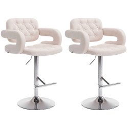 Set  2 Taburetes De Bar Dublin En Tela Beige