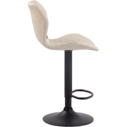 Taburete De Bar Cork En Simil Cuero Negro,Crema
