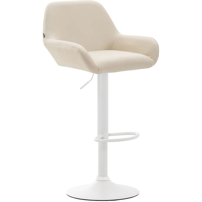 Taburete De Bar Braga En Simil Cuero Crema,Blanco