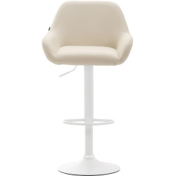 Taburete De Bar Braga En Simil Cuero Crema,Blanco