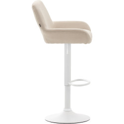 Taburete De Bar Braga En Tela Crema,Blanco