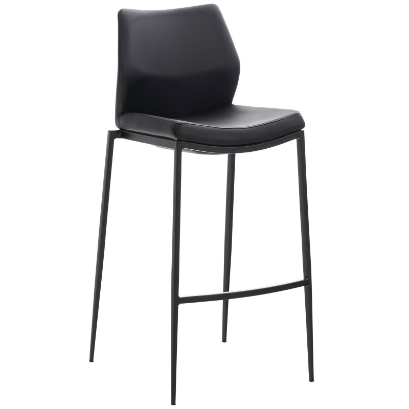 Taburete Matola Tapizado En Cuero Sintético Negro,Negro