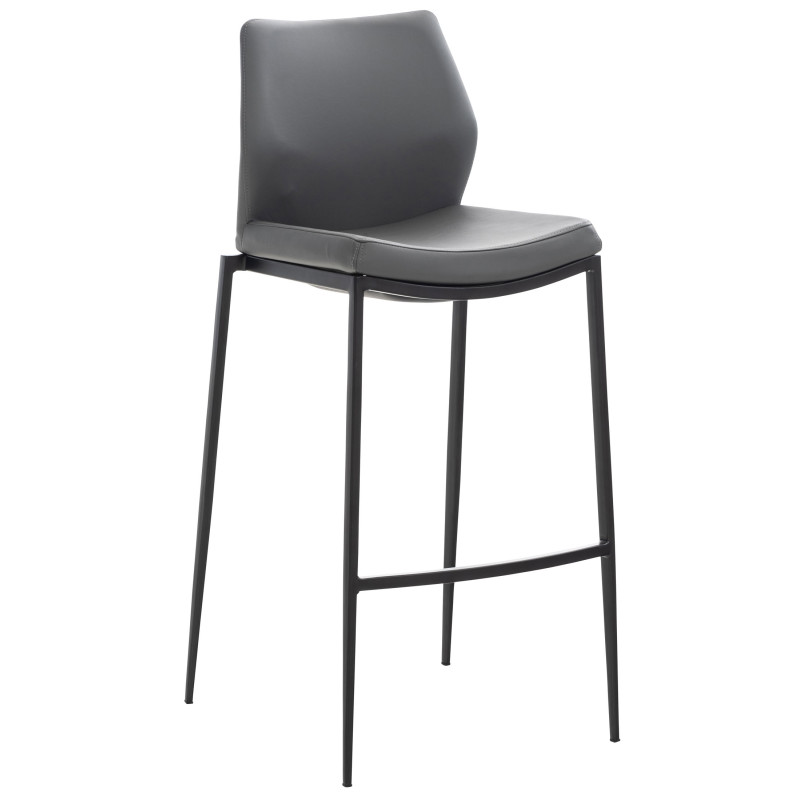 Taburete Matola Tapizado En Cuero Sintético Gris,Negro