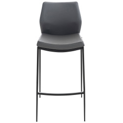 Taburete Matola Tapizado En Cuero Sintético Gris,Negro