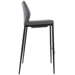 Taburete Matola Tapizado En Cuero Sintético Gris,Negro