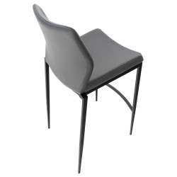 Taburete Matola Tapizado En Cuero Sintético Gris,Negro