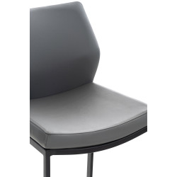 Taburete Matola Tapizado En Cuero Sintético Gris,Negro