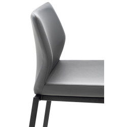 Taburete Matola Tapizado En Cuero Sintético Gris,Negro