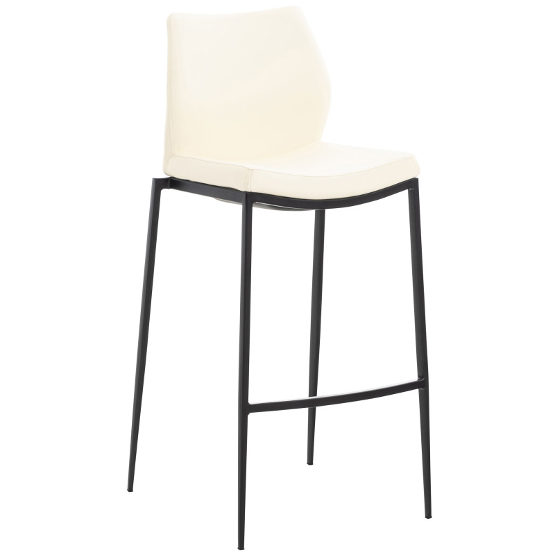 Taburete Matola Tapizado En Cuero Sintético Crema,Negro