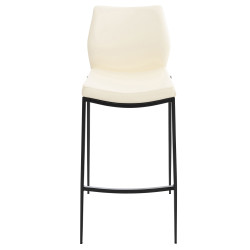 Taburete Matola Tapizado En Cuero Sintético Crema,Negro