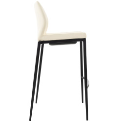 Taburete Matola Tapizado En Cuero Sintético Crema,Negro