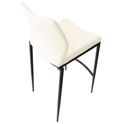 Taburete Matola Tapizado En Cuero Sintético Crema,Negro