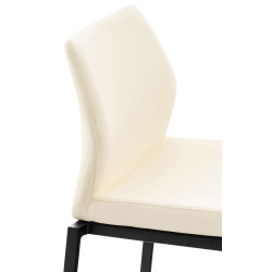 Taburete Matola Tapizado En Cuero Sintético Crema,Negro