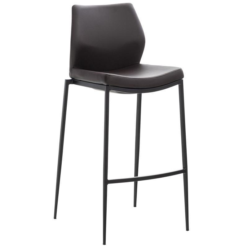 Taburete Matola Tapizado En Cuero Sintético Marrón,Negro