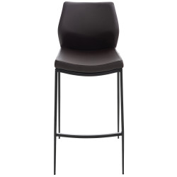 Taburete Matola Tapizado En Cuero Sintético Marrón,Negro