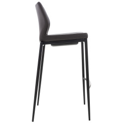 Taburete Matola Tapizado En Cuero Sintético Marrón,Negro