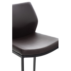 Taburete Matola Tapizado En Cuero Sintético Marrón,Negro