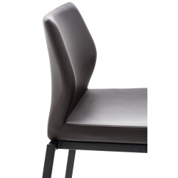 Taburete Matola Tapizado En Cuero Sintético Marrón,Negro