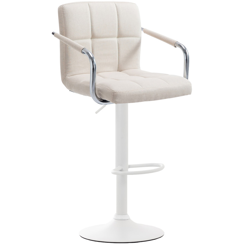 Taburete Lucy V2 Tapizado En Tela Beige,Blanco