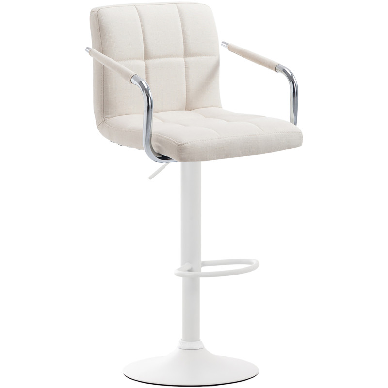 Taburete Lucy V2 Tapizado En Tela Crema,Blanco