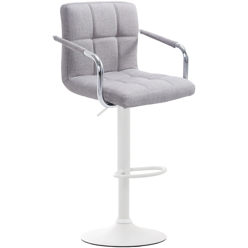 Taburete Lucy V2 Tapizado En Tela Gris,Blanco