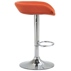 Taburete Anaheim Tapizado En Fieltro Cromado,Naranja