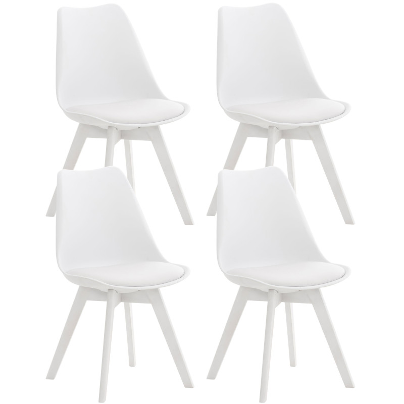 Set De 4 Sillas De Comedor Linares Blanco/blanco,Plástico